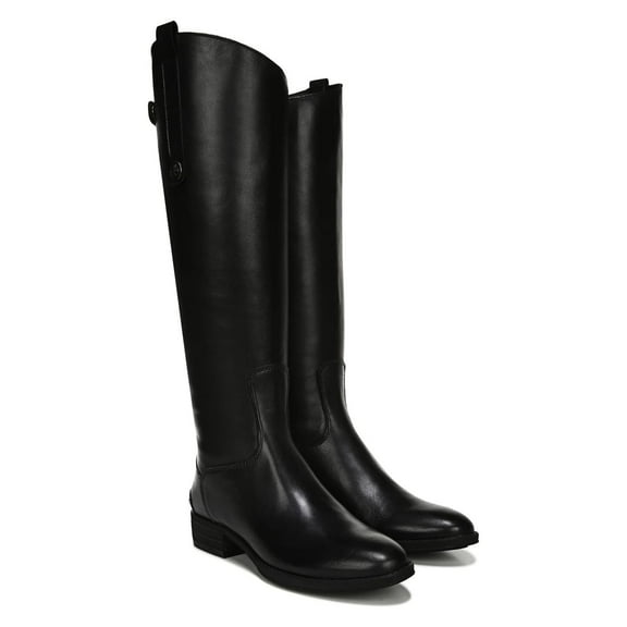 Sam Edelman Women's Penny Knee-High Riding Boots Black Leather Wide Calf 7M