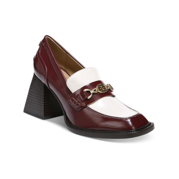 Sam Edelman Womens Quincy Faux Leather Square Toe Loafer Heels