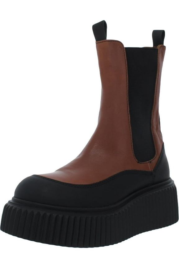 Womens Taber Leather Mid-Calf Chelsea Boots Tan 6 Medium (B,M)