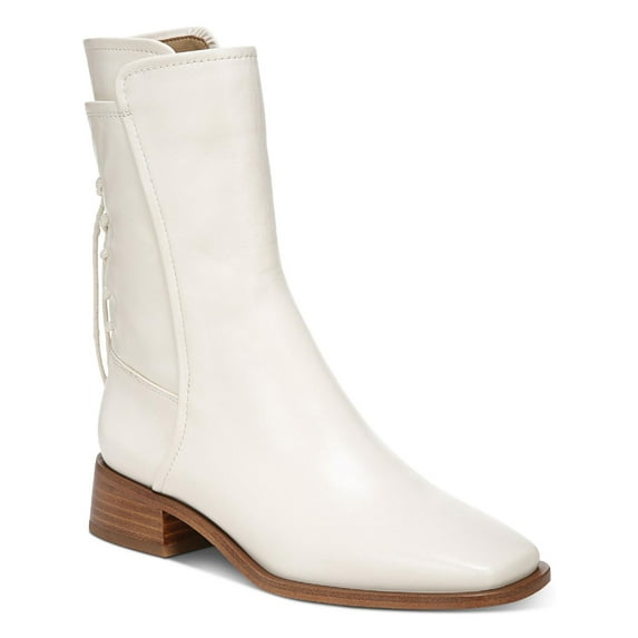 Sam Edelman Womens Tana Leather Lace-Up Mid-Calf Boots Ivory 5.5 Medium (B,M)