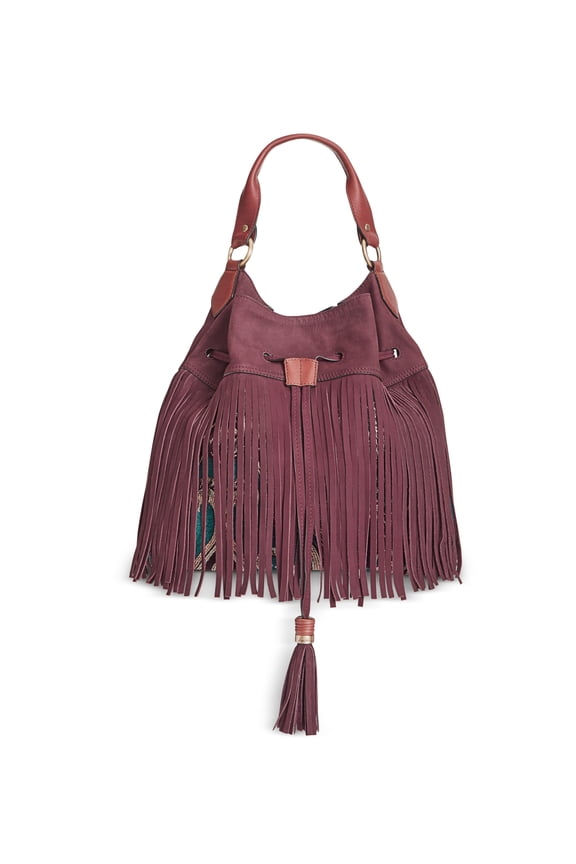 Womens Tyra Leather Patter Hobo Handbag Purple Large
