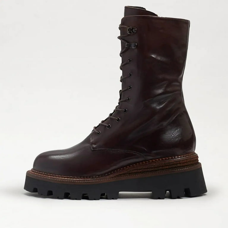 Sam Edelman Wyatt Cayenne Brown Lug Sole Moto Lace Up Lug Sole