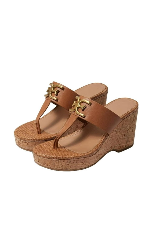 Yardlie Cuoio Brown Wedge Heel Leather Strap Slip On Heeled Sandals (Cuoio Brown, 10)