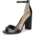 thumbnail image 1 of Sam Edelman Yaro Black Leather Ankle Strap Open Toe Block Heeled Dress Sandals (Black Leather, 4.5), 1 of 6