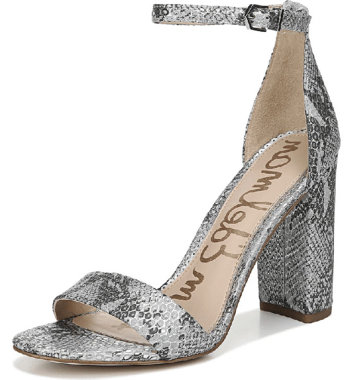 Sam Edelman Yaro Block Heeled Ankle Strap Two Piece Sandals Silver ...