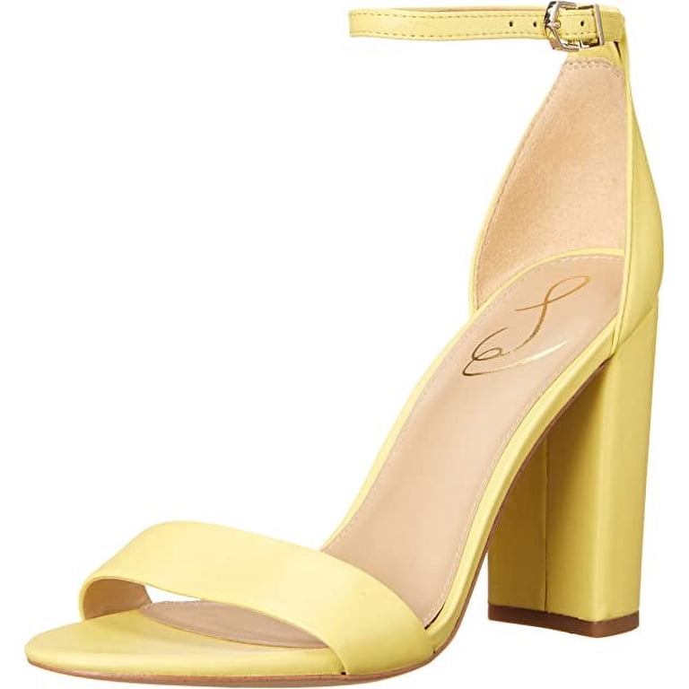 Sam Edelman Yaro Butter Yellow Block Heel Ankle Strap Open Toe