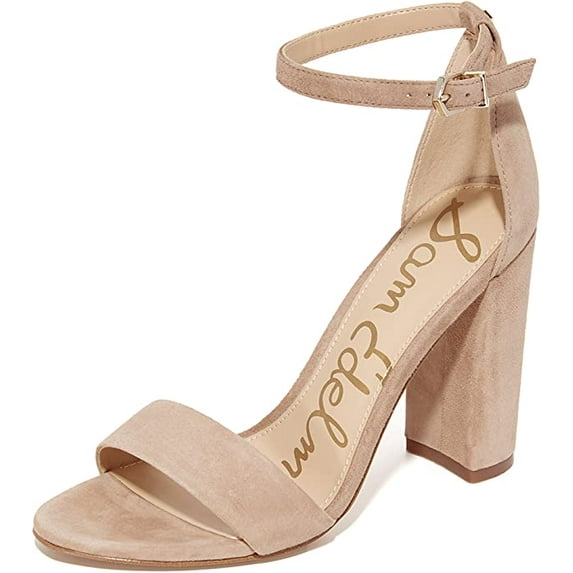 Sam Edelman Yaro Nude Suede Open Toe Adjustable Ankle Strap Heeled Sandals Pumps (Oatmeal, 10)