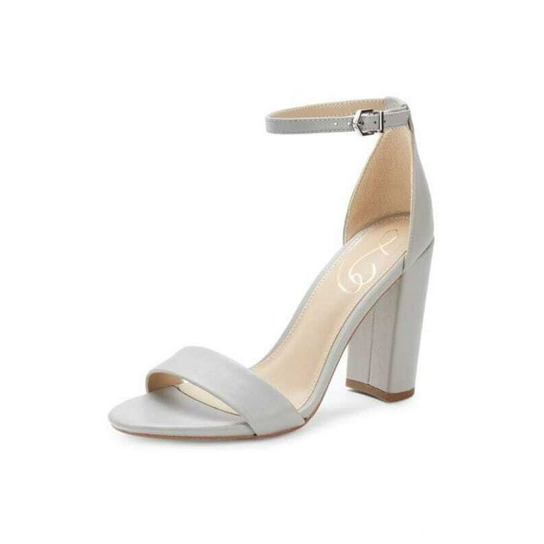 Sam Edelman Yaro Pebble Grey Block Heel Ankle Strap Open Toe