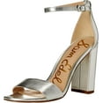 thumbnail image 1 of Sam Edelman Yaro Soft Silver/Metallic Leather Ankle Strap Open Toe Wide Sandals (Soft Silver/Metallic Leather, 7.5), 1 of 6