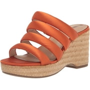 Sam Edelman Yuki Cali Orange Open Toe Slip On Strappy Wedge Heeled Sandals (Cali Orange, 6)