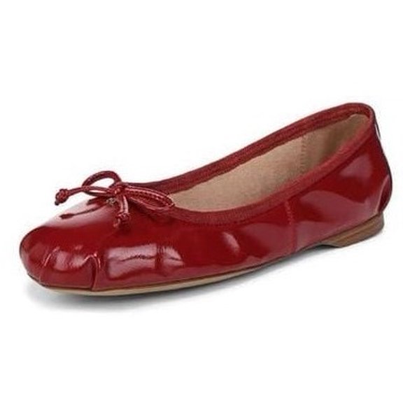 Sam Edelman Zooey Red Mahogany Bow Detailed Rounded Toe Slip On Ballet Flats (Red Mahogany, 6.5)