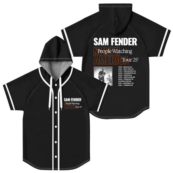 Sam Fender People Watching North America Tour 2025 Baseball Jersey Women Men Hooded Short Sleeve Shirt