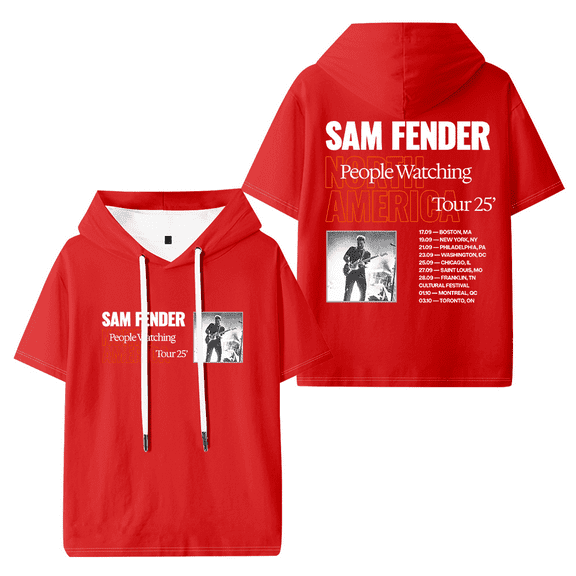 Sam Fender People Watching North America Tour 2025 Hooded T-shirt Women Men Fashion Short Sleeve Tee Casual Tops