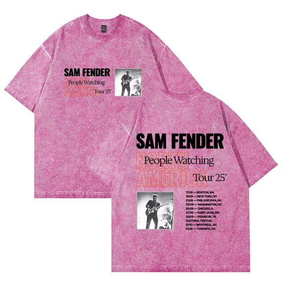 Sam Fender People Watching North America Tour 2025 Washed Cotton Tee Women Men Short Sleeve Fashion T-shirt