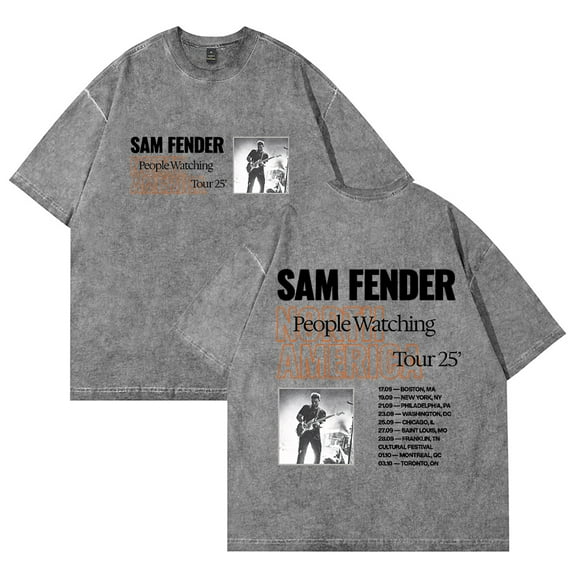 Sam Fender People Watching North America Tour 2025 Washed Cotton Tee Women Men Short Sleeve Fashion T-shirt