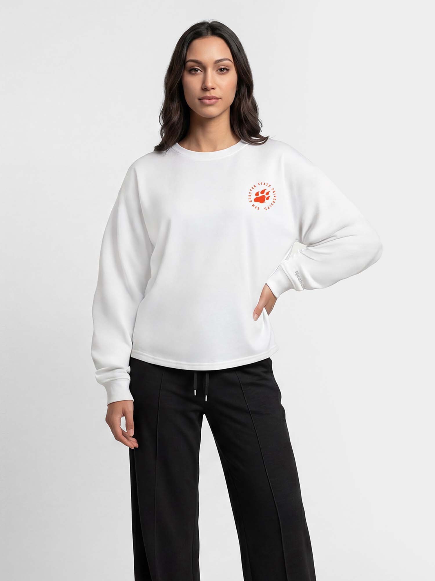 Sam Houston State Bearkats Reebok Womens White Heavyweight Cotton Long Sleeve Pullover