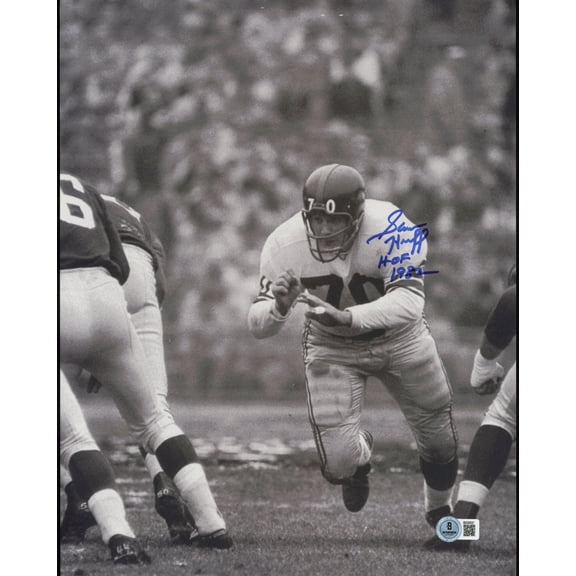 Sam Huff Autographed 11x14 Photo New York Giants "HOF 1982" Beckett BAS QR #BS30537