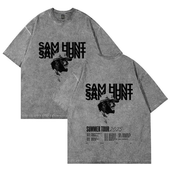 Sam Hunt 2025 Unisex Cotton Short Sleeve Tee - Vintage Wash Streetwear Trendy Casual Top
