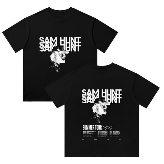 Sam Hunt Tour 2025 Retro unisex washed T-shirt, pure cotton short sleeved T-shirt, street wear