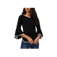 thumbnail image 1 of Sam Jess Petite Contrast Trim Bell Sleeve Top Black PXS, 1 of 1