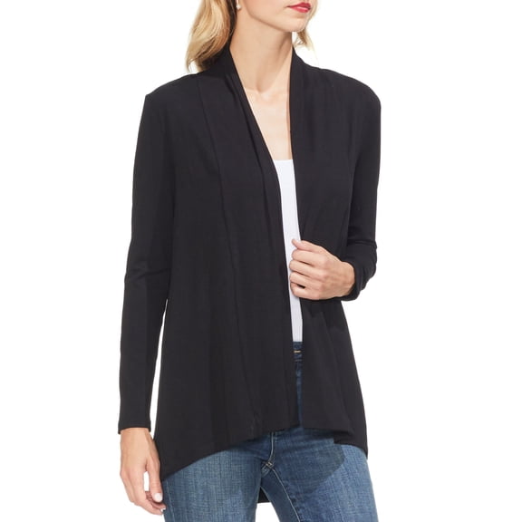 Sam Jess Petite Open Front High Low Cardigan Sweater Rich Black PL
