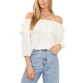 thumbnail image 1 of Sam Jess Womens Challis Ruffled Off The Shoulder Top New Ivory L, 1 of 1