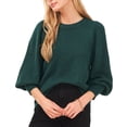 thumbnail image 1 of Sam Jess Womens Crewneck Puffed Sleeve Sweater Wise Green XS, 1 of 1