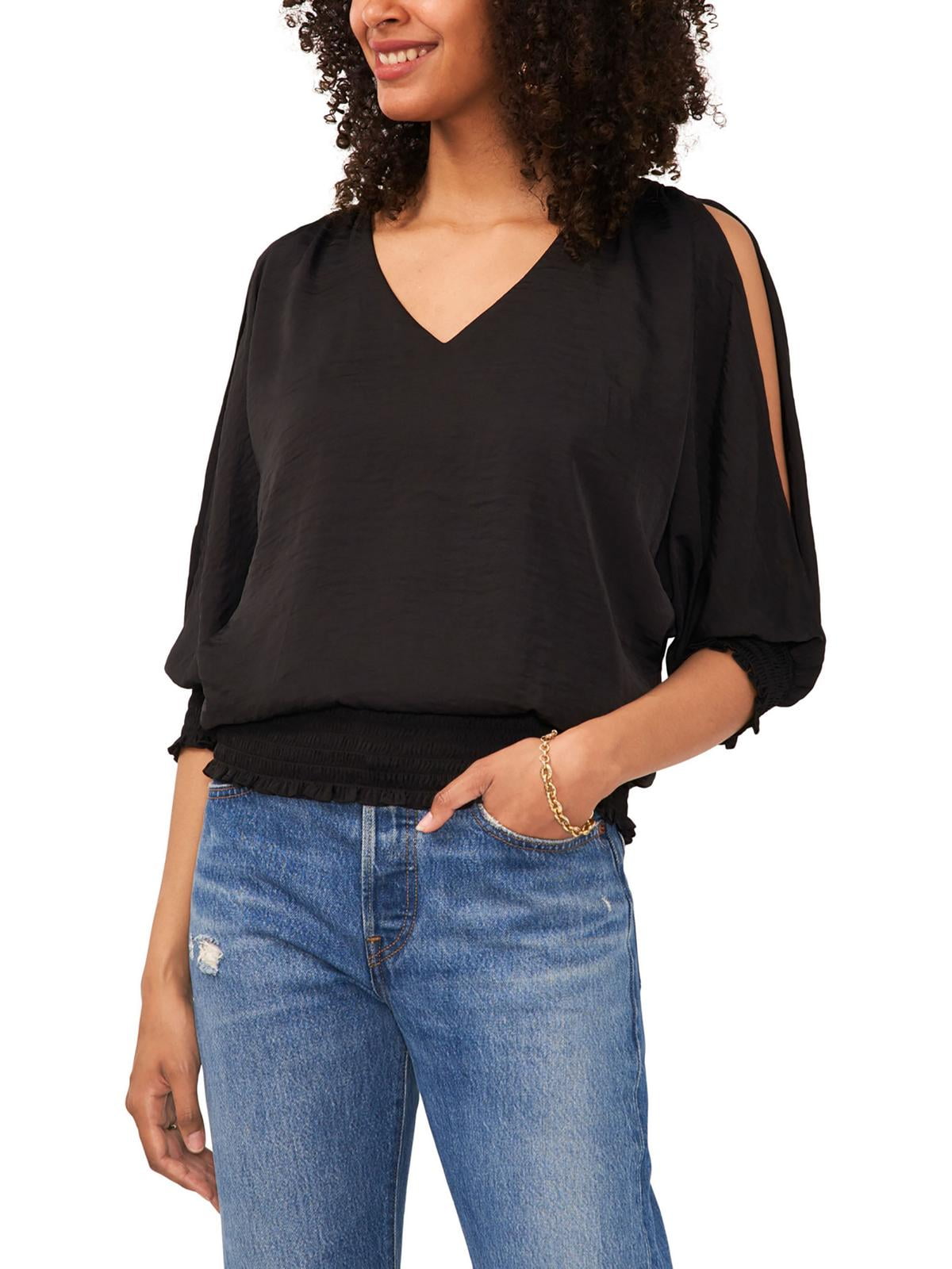smocked cold shoulder top