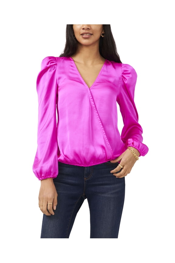 Sam Jess Womens Surplice Long Sleeve Puff Shoulder Top Gypsy Spirit S