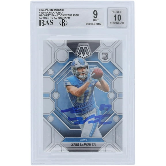 Sam LaPorta Detroit Lions Autographed 2023 Panini Mosaic #360 Beckett Fanatics Witnessed Authenticated 9/10 Rookie Card - Fanatics Authentic Certified