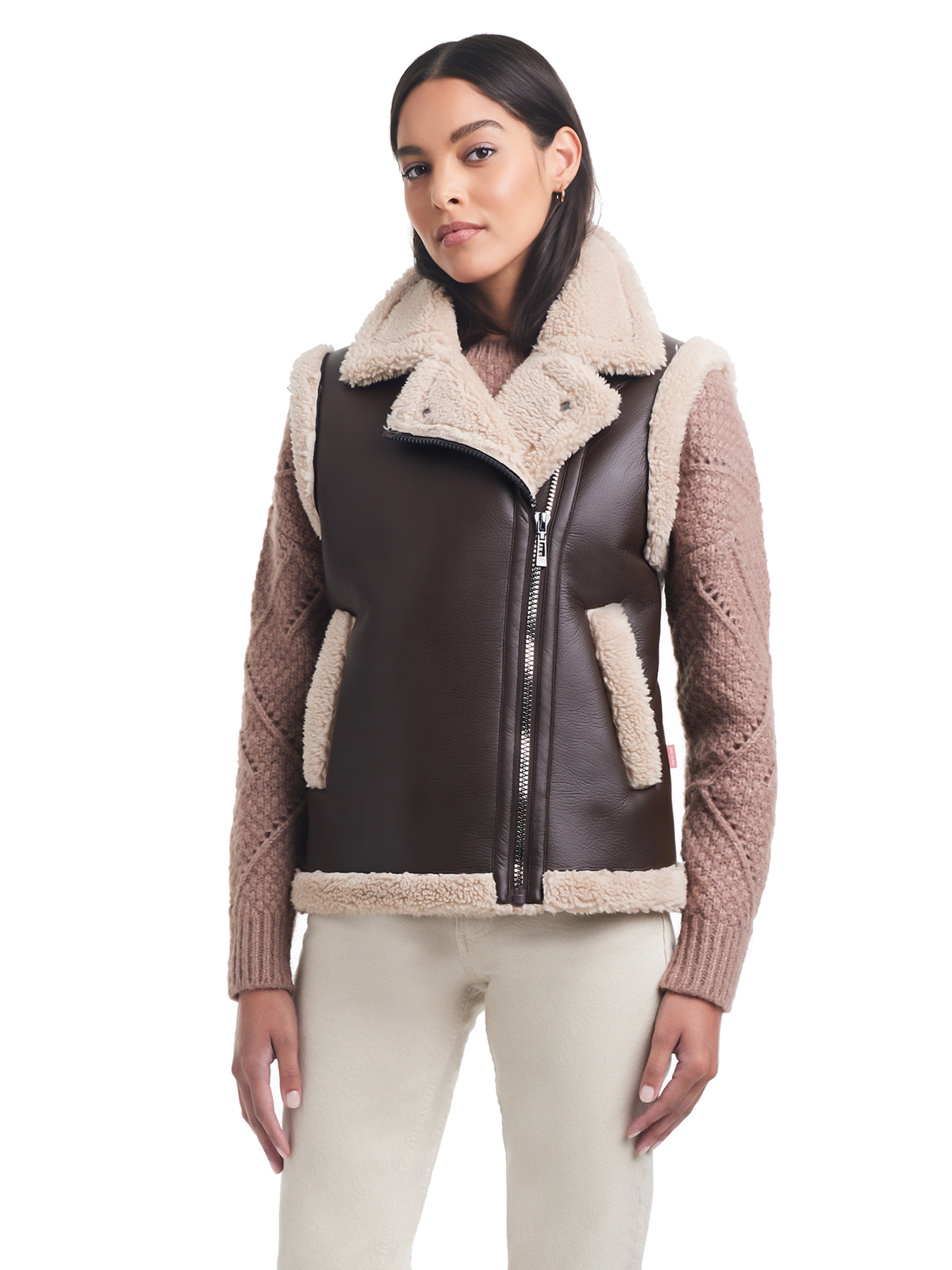 【SAM NEW YORK】☆お洒落☆ SHERPA VEST Sam & Libby Ladies Faux Sherpa Vest - Cozy Outerwear Women