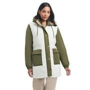 SAM & LIBBY Ladies Long Sleeve Mid-Length Parka with Sherpa Panels