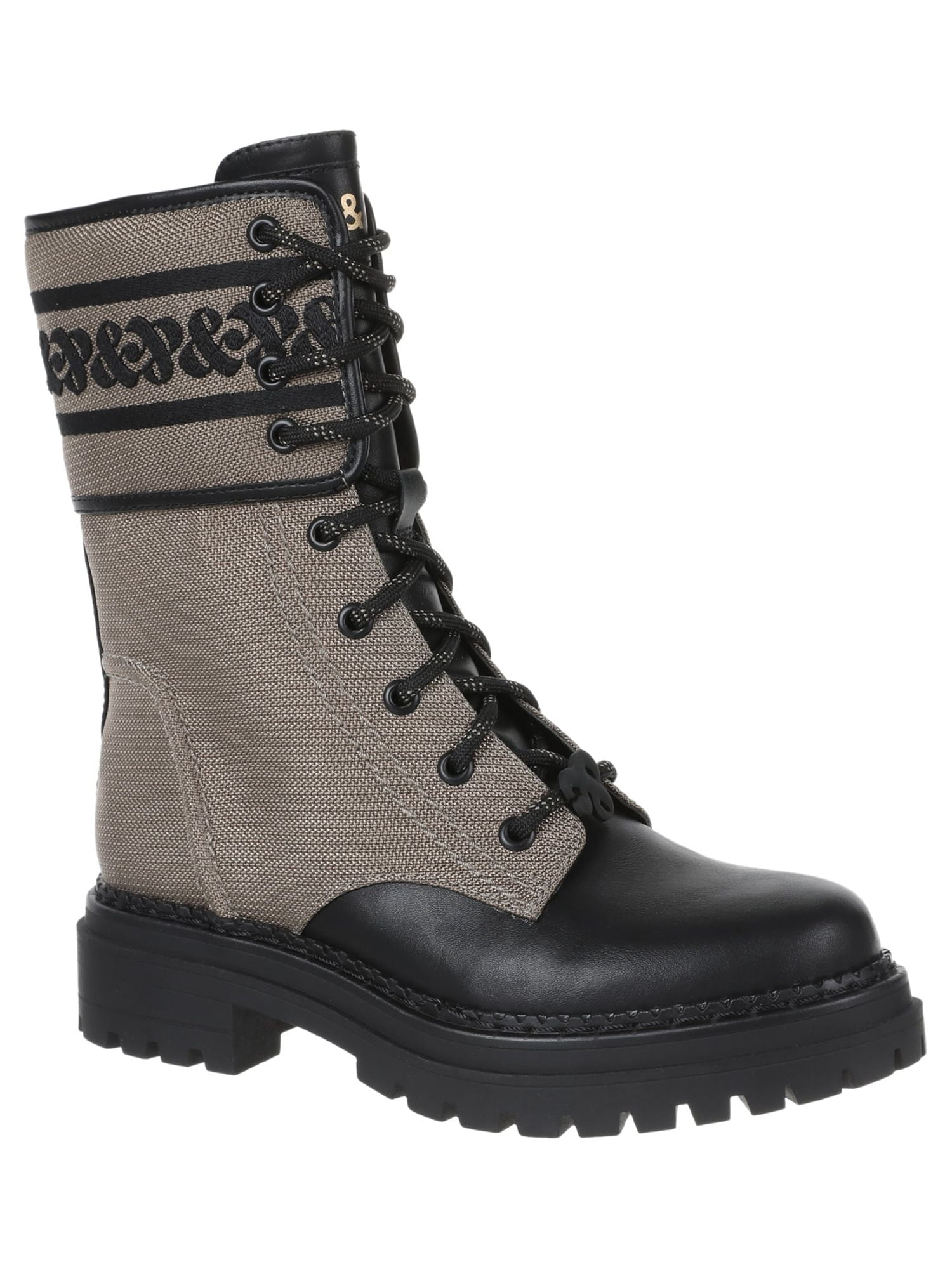 Sam & Libby Women's Combat Boot with Embroidery, Black, Size 8