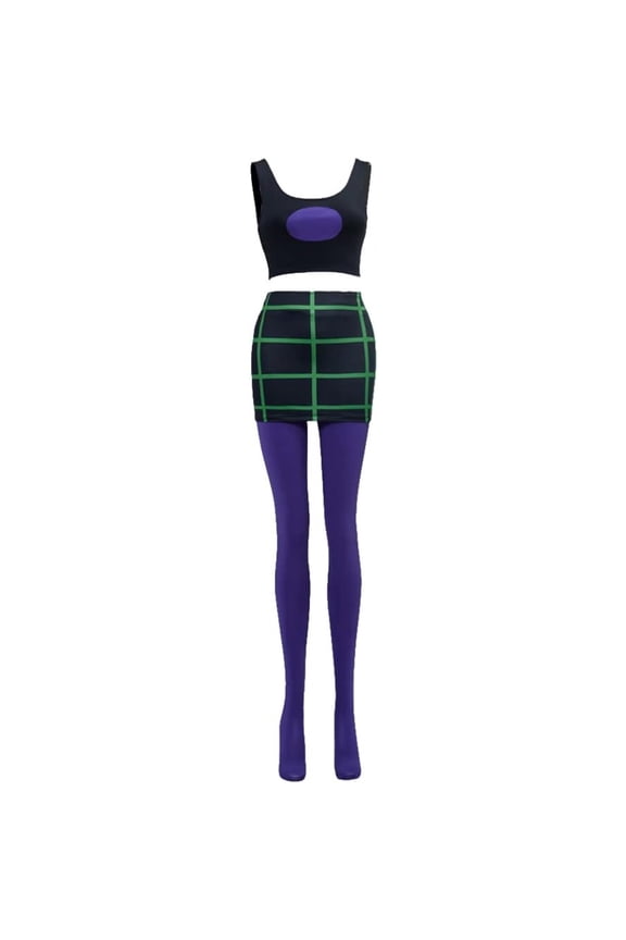 Sam Manson Costume Women's Crop Tops Tights Split Mini Skirt Full Set
