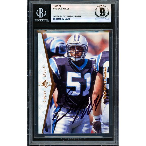 Sam Mills Autographed 1995 Upper Deck SP Card #30 Carolina Panthers Beckett BAS #19958479