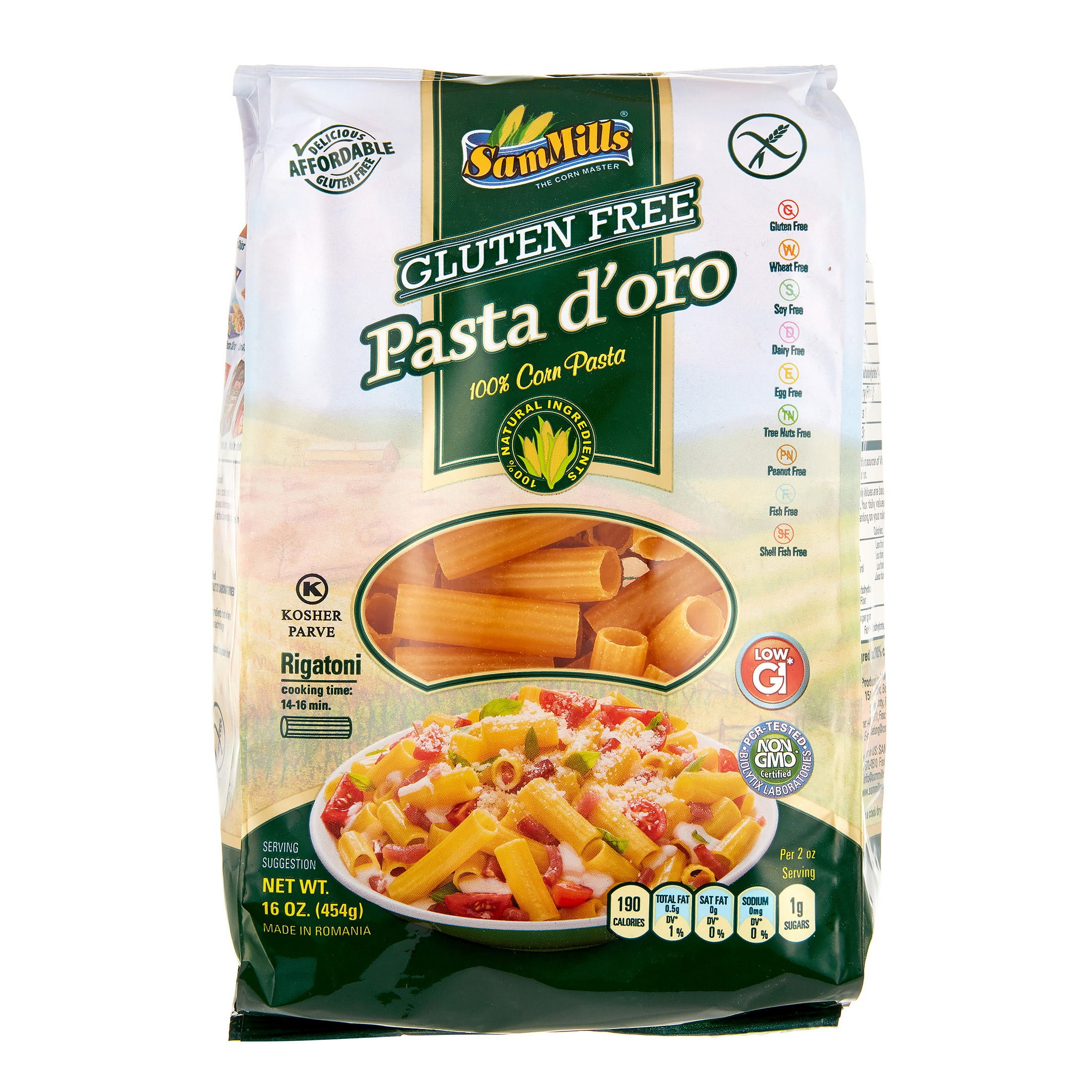 Sam Mills Pasta D'Oro Gluten Free Rigatoni, 1Pound