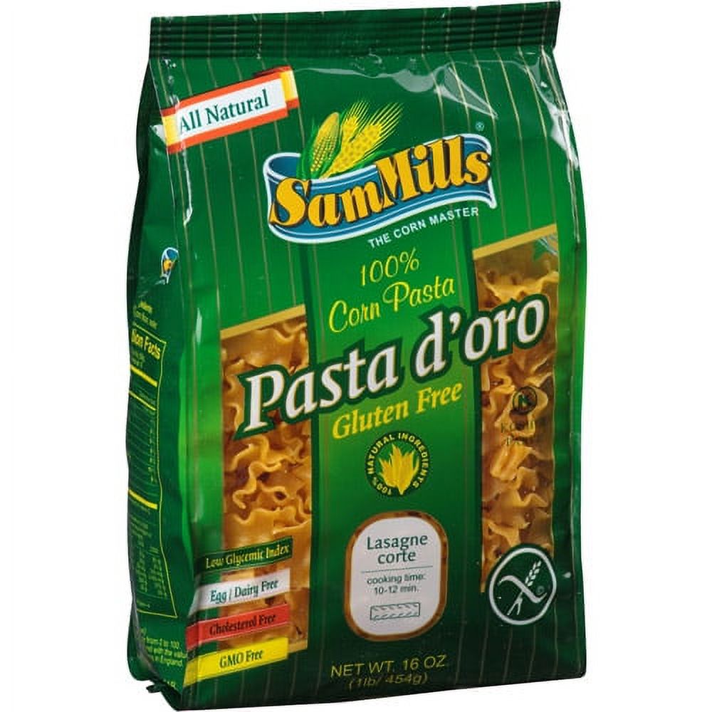 Sam Mills Pasta d'oro Gluten Free 100 Lasagna Corn Pasta, 16 oz, (Pack
