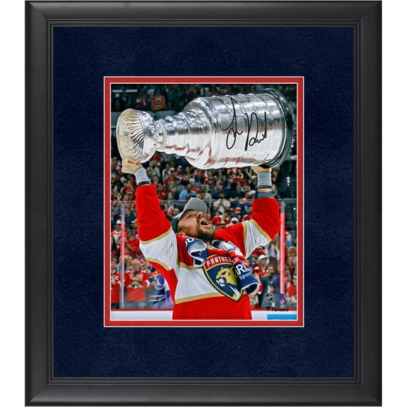 Sam Reinhart Florida Panthers Framed Autographed 2024 Stanley Cup Champions 8" x 10" Raising Cup Photograph - Fanatics Authentic Certified
