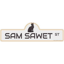 Sam Sawet Street Sign | Indoor/Outdoor | Dog Lover Funny Home Décor for Garages, Living Rooms, Bedroom, Offices | SignMission personalized gift | 18" Wide