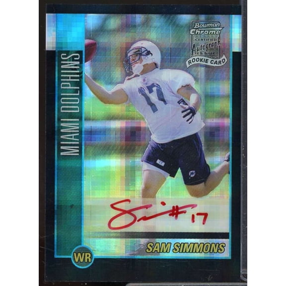 Sam Simmons AU Rookie Card 2002 Bowman Chrome Xfractors #243