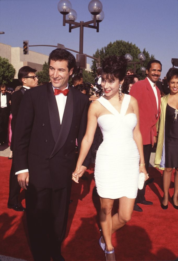 Sam Simon In Double Breasted Tuxedo And Jennifer Tilly In White Ruffle ...