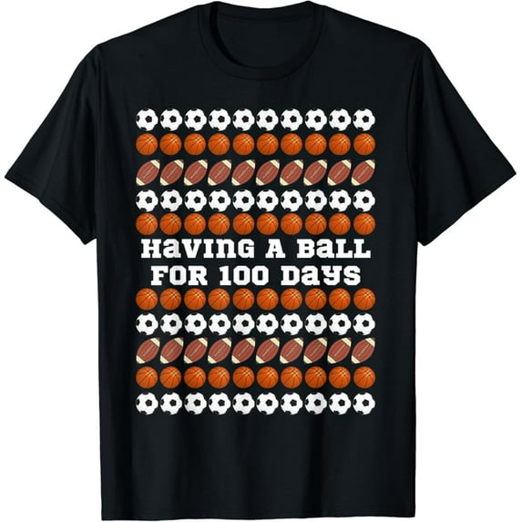 Sam Soft 100 Days of School Soccer Basketball Football Boys Sports T-Shirt