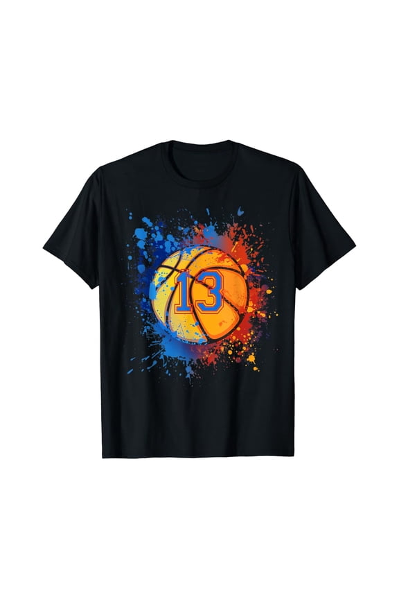 13 Years Old 13th Birthday Basketball Gift For Boys Party T-Shirt