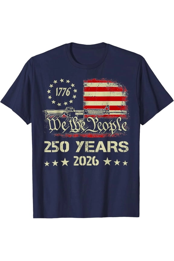 250 Years America Independence 4th Of July We The People US Unisex T-Shirt Navy Unisex Cotton Tee, Full Size S-5XL