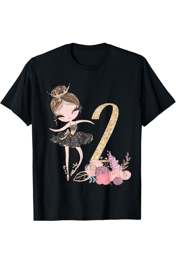 2Nd Birthday Ballerina Dancer Ballet Girls Tutu Two T-Shirt Full Size S-5Xl