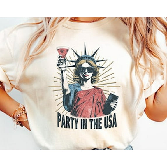 Sam Soft 4th of July Statue of Liberty Shirt, 4th Of July Party in the USA Sweatshirt, Womens 4th of July T-shirt, Retro USA Graphic Tee