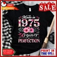 thumbnail image 1 of Sam Soft 50 Year Old Made In 1975 Floral 50Th Birthday Women T-Shirt, 1 of 5