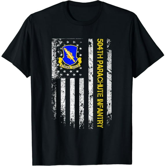 Sam Soft 504Th Parachute Infantry Regiment American Flag Vintage T-Shirt
