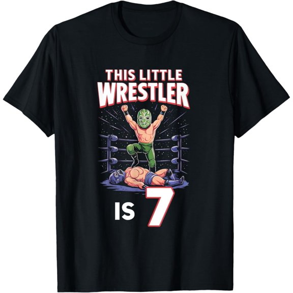 Sam Soft 7Th Wrestling Birthday Party This Little Wrestler Is 7 T-Shirt, Gift For Friend, Full Size S-5Xl