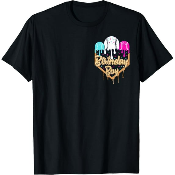 Sam Soft 8Th Birthday Baseball Ice Cream Drip Sprinkles 8 Year Old T-Shirt Full Size S-5Xl